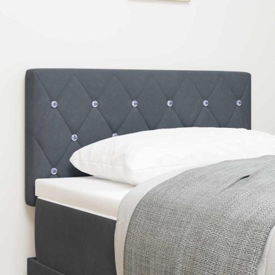 vidaXL Tăblie din Catifea Argyle cu headboard Gri &amp;icirc;nchis 80 cm Catifea 42007070 foto
