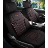 Cumpara ieftin Set Huse Scaune Auto Panda Manavgat, cu fermoare pentru bancheta rabatabila, negru-rosu, 11 Piese