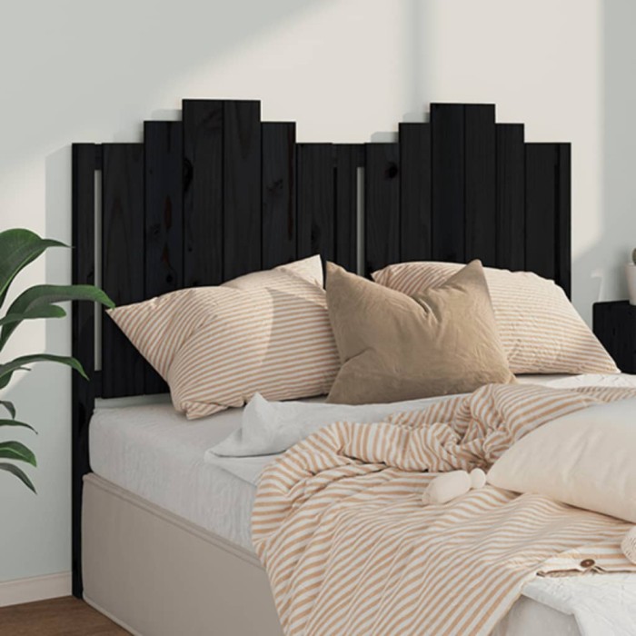 Gossi tablie de pat, negru, 146x4x110 cm, lemn masiv de pin
