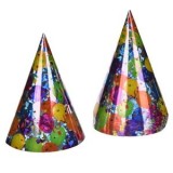 Coifuri de Petrecere Metalizate din Carton cu Model Baloane Multicolor, CMCLASS