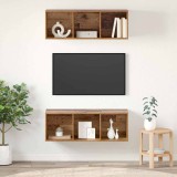 Cumpara ieftin Set comoda TV 2 buc. 37 x 37 x 107 cm Lemn Vechi