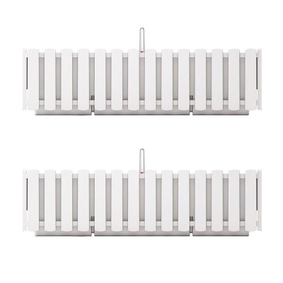 Set 2 jardiniere decorative cu suport metalic, sistem irigare,​​​​​​​ alb, 58x18x16.2 cm, Boardee Fencycase W foto