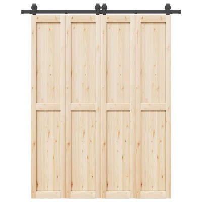 vidaXL Set feronerie pentru ușă glisantă, negru, 183 cm, oțel 4009740 foto