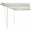 Copertină retractabilă manual cu LED, crem, 3,5x2,5 m
