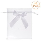 Saculete Cadou din Organza Albe cu Fundita 15x19cm, CMCLASS