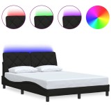Cumpara ieftin Cadru de pat cu LED fara saltea Negru 120x200 cm Stofa