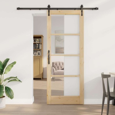 Ușă glisantă cu set de accesorii 83 x 211 cm Lemn masiv de pin foto