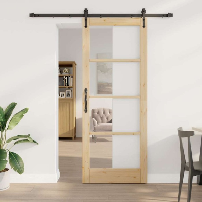 Ușă glisantă cu set de accesorii 83 x 211 cm Lemn masiv de pin
