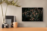 Tablou Canvas, "Flori sălbatice dans&acirc;nd &icirc;n &icirc;ntuneric", Flori, Uscate, Toamnă, Natură, Tablou, Melancolie, Vegetație, Delicat, &Icirc;ntuneric, Textură, 39 x