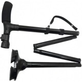 Baston telescopic FOXMAG24 pentru sprijin cu lanterna, pliabil, baza 4 puncte, portabil, negru