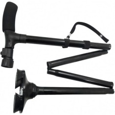 Baston telescopic FOXMAG24 pentru sprijin cu lanterna, pliabil, baza 4 puncte, portabil, negru