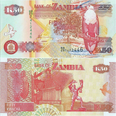 2003 , 50 kwacha ( P-37d.2 ) - Zambia - stare UNC foto