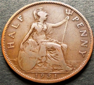 Moneda istorica HALF PENNY - ANGLIA, anul 1931 * cod 616 foto