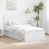 Cumpara ieftin Cadru de pat cu headboard Alb 90 x 200 cm Lemn de pin masiv