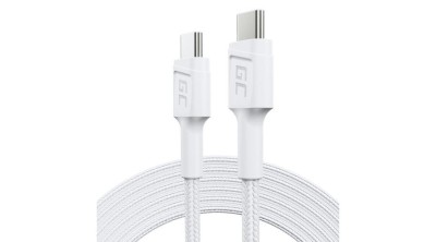 Cablu Green Cell Alb USB-C Tip C PowerStream 2m cu &amp;icirc;ncărcare rapidă Power Delivery 60W, Ultra Charge, Quick Charge 3.0 foto