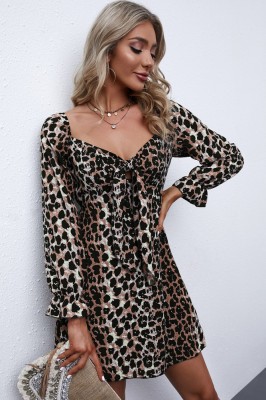 S554-99 Rochie casual din material lejer cu print leopard foto