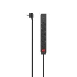 Prelungitor Hama, 5 prize + 2 USB- A, 1.4 m, 3680 W, 3 x 1.5 mmp, contact de protectie, intrerupator, negru