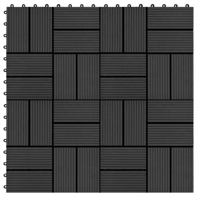 vidaXL Plăci de pardoseală 11 buc, negru, 30 x 30 cm, WPC, 1 mp foto