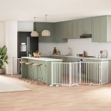 vidaXL Poartă c&acirc;ini pliabilă cu ușă 12 panouri, alb, 960 cm, lemn plop