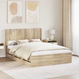 Cumpara ieftin Cadru de pat cu depozitare si tablie Stejar Sonoma 150 x 200 cm