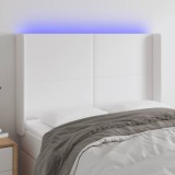 Gossi tablie de pat cu led, alb, 147x16x118/128 cm, piele ecologica
