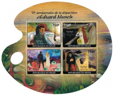 NIGER 2014 - Picturi, Munch / set complet - colita+bloc MNH (2 img) foto