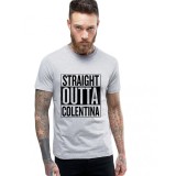 Tricou barbati gri cu text negru - Straight Outta Colentina - XL