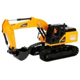 Excavator Radiocomanda cu Acumulatori, Fum si Senile Cauciuc, Lumini+Sunete, Scara 1:20, Brat si Cupa Functionale, Jucarie Copii 6+