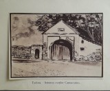 Litografie interbelică 13 lipită pe carton/ M. Olinescu / BOTOSANI Tudora Conac