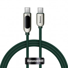 Cablu Alimentare si Date Baseus Display Fast Charging USB Type-C la USB Type-C 100W braided 1m Verde foto