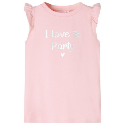 Tricou pentru copii cu m&amp;acirc;neci cu volane, roz pal, 116 foto
