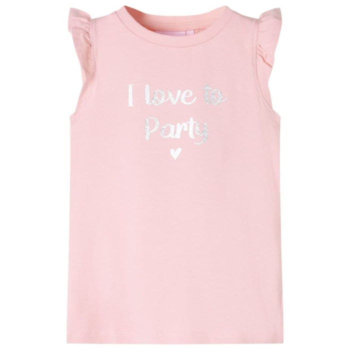 Tricou pentru copii cu m&acirc;neci cu volane, roz pal, 116