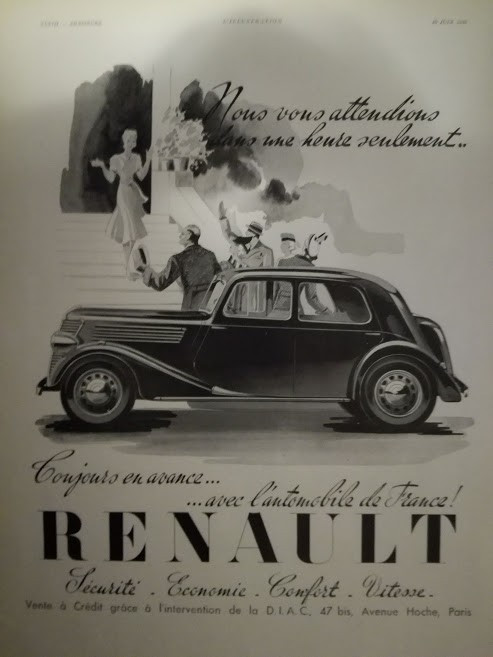 Publicitate Renault, original, 1939, 38 cm x 28cm