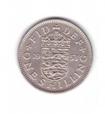 Moneda Marea Britanie 1 shilling 1953, scutul englez, stare buna, curata, Europa, Cupru-Nichel