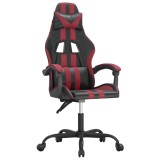 Cumpara ieftin Scaun de gaming pivotant, negru si rosu vin, piele ecologica