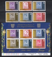 Jersey 2010 - Timbre regionale britanice pentru Jersey, 1958-1969, Serie + Bloc, MNH