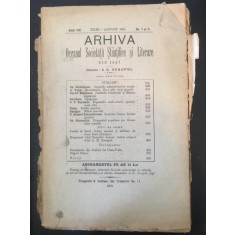 Arhiva - Organul Societatei Stiintifice si Literare Anul XII Iulie-August 1901 No. 7 si 8
