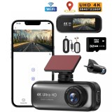 Cumpara ieftin Camera auto de bord DVR QOVU&reg; V26a, Duala 4K Fata 1080P Interior, Modul GPS, Card 32GB si Modul parcare incluse, Senzor Coliziune, WiFi &amp; Aplicatie, V