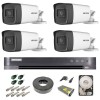 Sistem supraveghere video exterior complet Hikvision 4 camere Turbo HD 5 MP 80 m IR cu toate accesoriile, HDD 1tb SafetyGuard Surveillance