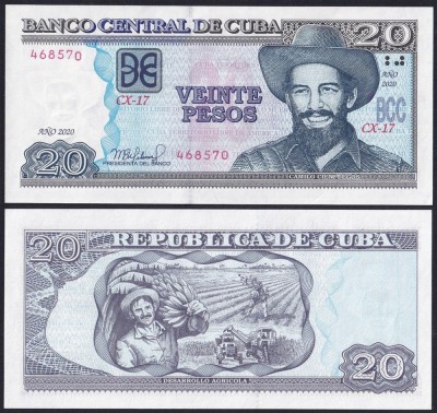 CUBA █ bancnota █ 20 Pesos █ 2020 █ P-122 █ UNC █ foto