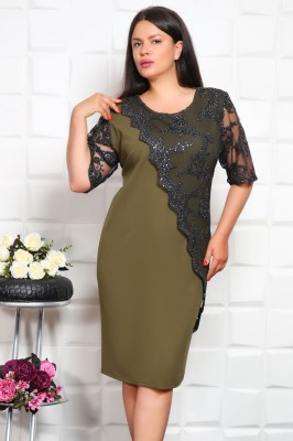 Rochie de Ocazie Evita Olive - 60Marimea foto