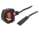 Cablu Alimentare 1,8m Negru 3x0,75mm2 BS 1363 la IEC C7, Gembird