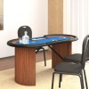 VidaXL Masă de poker 10 jucători, tavă jetoane, albastru, 160x80x75 cm