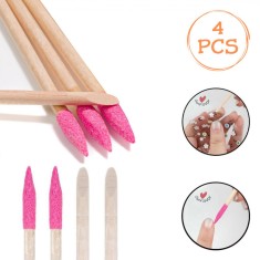 Set Bețișoare Manichiură, 4 Bucăți, Capăt &amp;Icirc;nclinat, Capăt Abraziv, Lemn foto