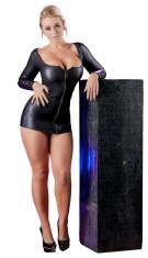 Rochie cu Fermoar cu Cristale, Piele Ecologica, Negru, M foto