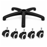 Cumpara ieftin Set baza si role pentru scaun de birou DEPOX&reg;, cauciuc, 5 bucati, negru, 64 cm