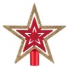 V&acirc;rf Brad, Model Stea, Glitter Auriu, 16.5 cm, Plastic, Roșu/Auriu, Oem