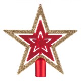 V&acirc;rf Brad, Model Stea, Glitter Auriu, 16.5 cm, Plastic, Roșu/Auriu, Oem