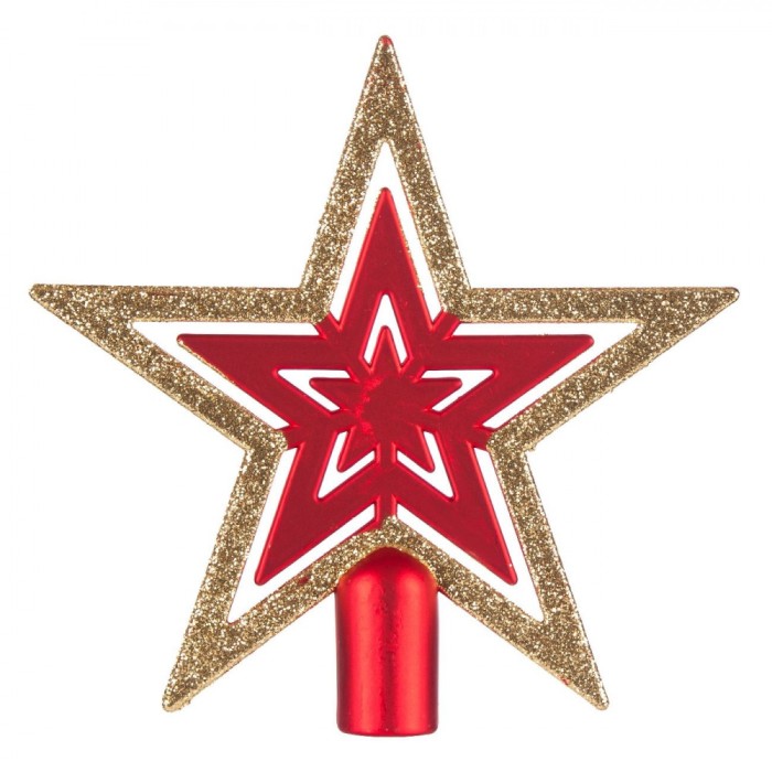 V&acirc;rf Brad, Model Stea, Glitter Auriu, 16.5 cm, Plastic, Roșu/Auriu