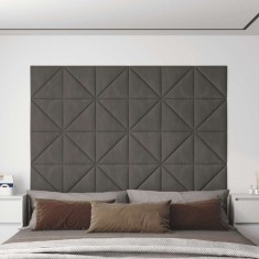 Panouri de perete 12 buc. gri &icirc;nchis, 30x30 cm catifea 0,54 m&sup2;